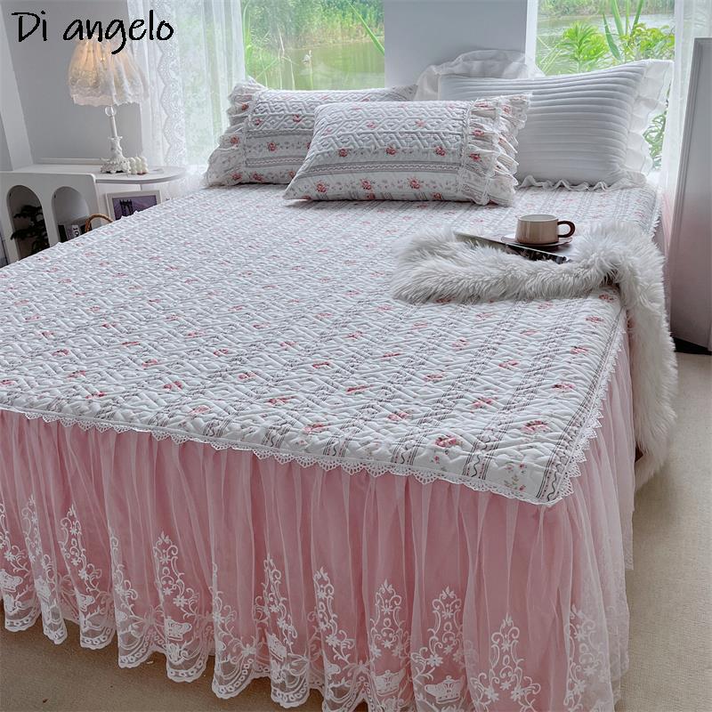 Embroidery Quilt Cover - Утолщенная стеганая юбка с хлопковой кружевной