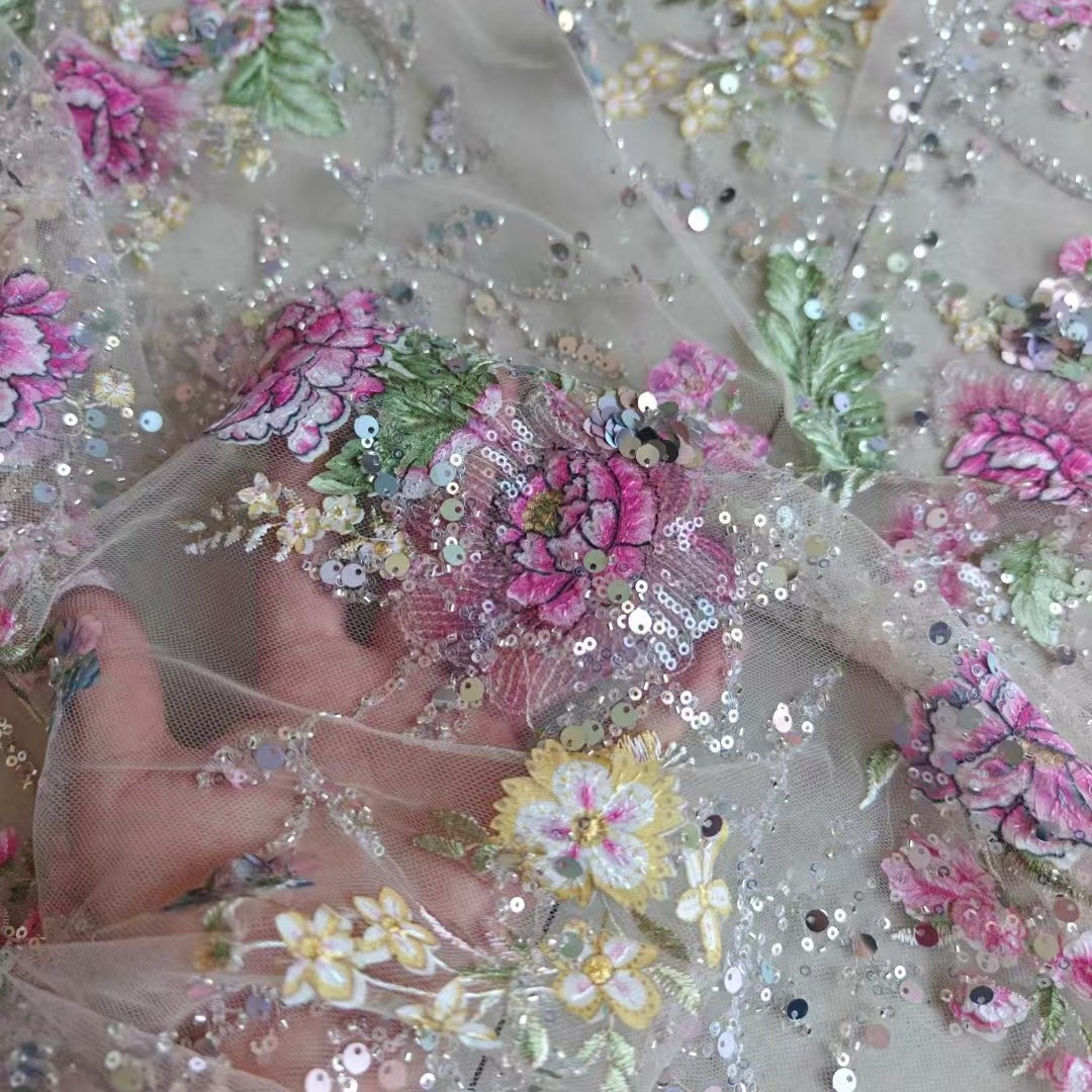Embroidery Needle - Роскошная кружевная ткань с бисером шириной